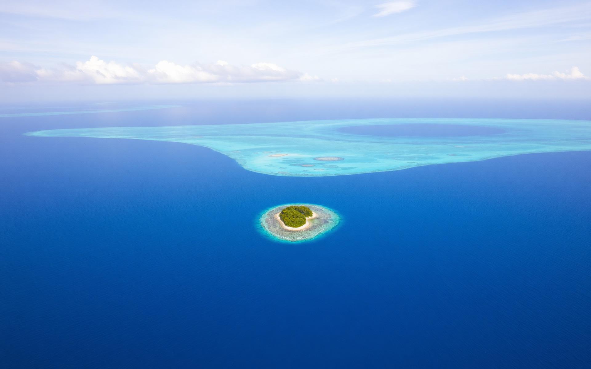 Vue aérienne d'une île tropicale